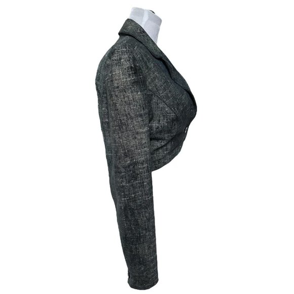 90s Vintage NYS Denim Effect 100%  Genuine Leather Cropped Blazer Jacket Size 6 - Picture 8 of 11